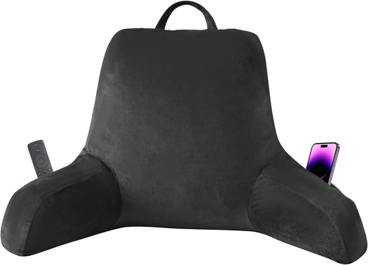 ZenSleep® Reading Pillow with Arms – Memory Foam Backrest for Reading, Lounging & TV | Removable Washable Cover & Side Pockets
