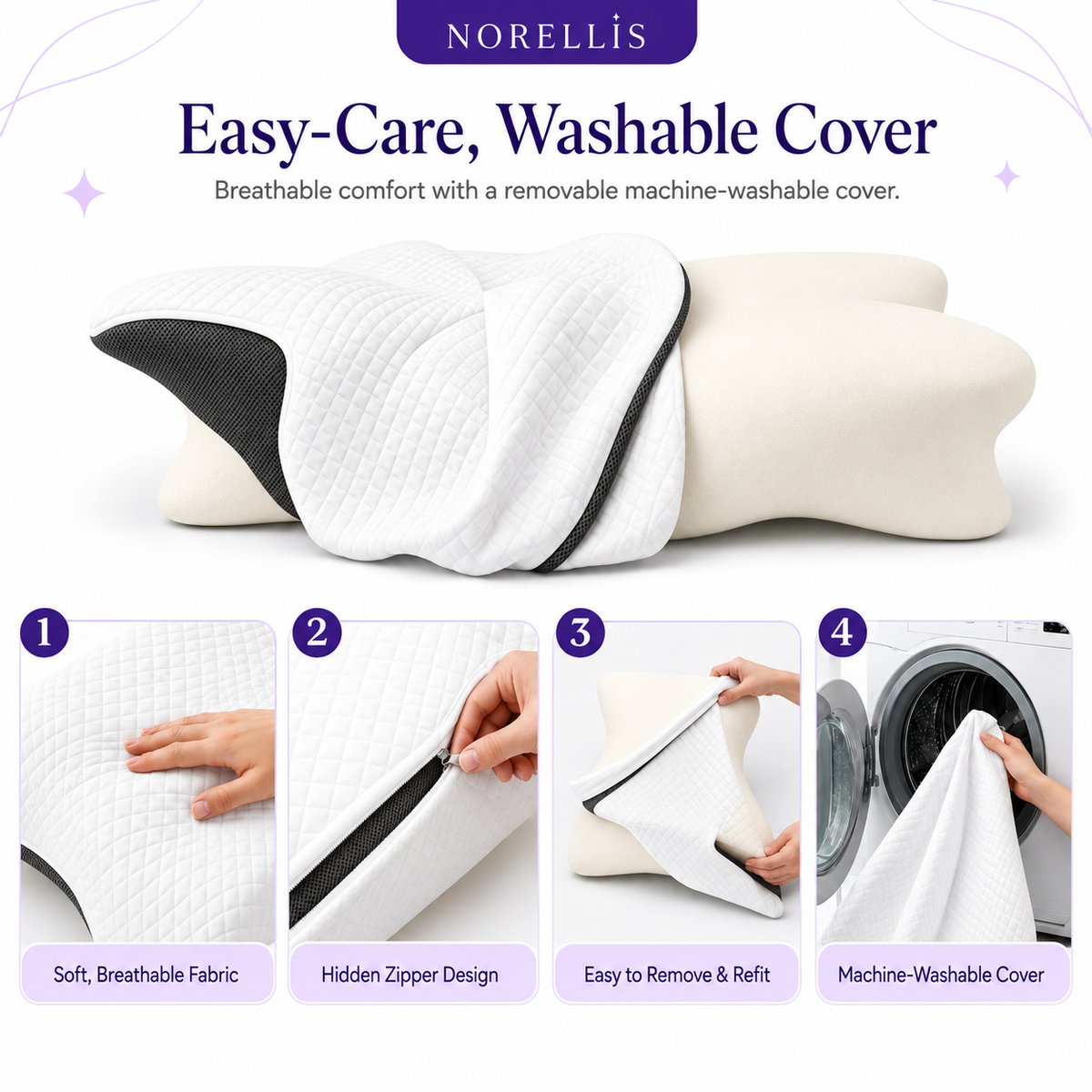 Norellis® Contour Orthopedic Pillow Memory Foam Neck & Shoulder Pain Relief