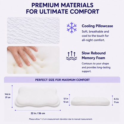 Norellis® Cloud Orthopedic Pillow Memory Foam Neck & Shoulder Pain Relief