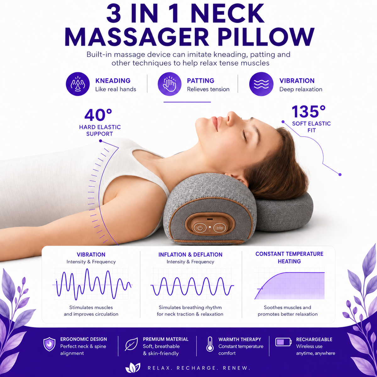 Norellis ThermaLift™ 3 in 1 Neck Massager Pillow