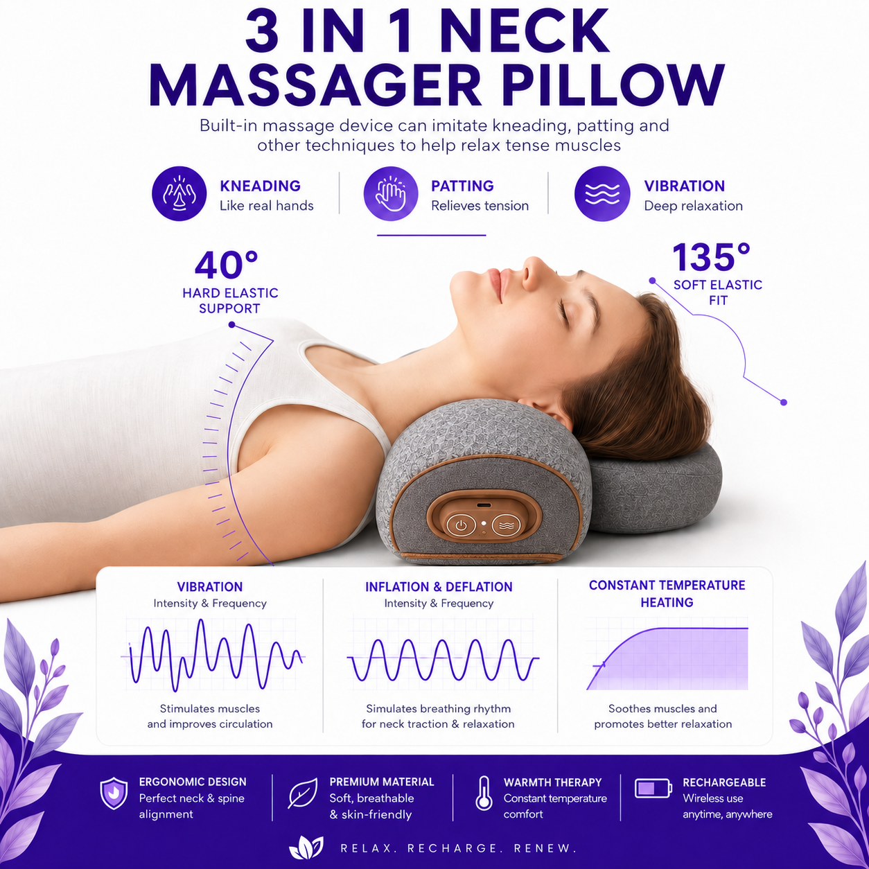 Norellis ThermaLift™ 3 in 1 Neck Massager Pillow