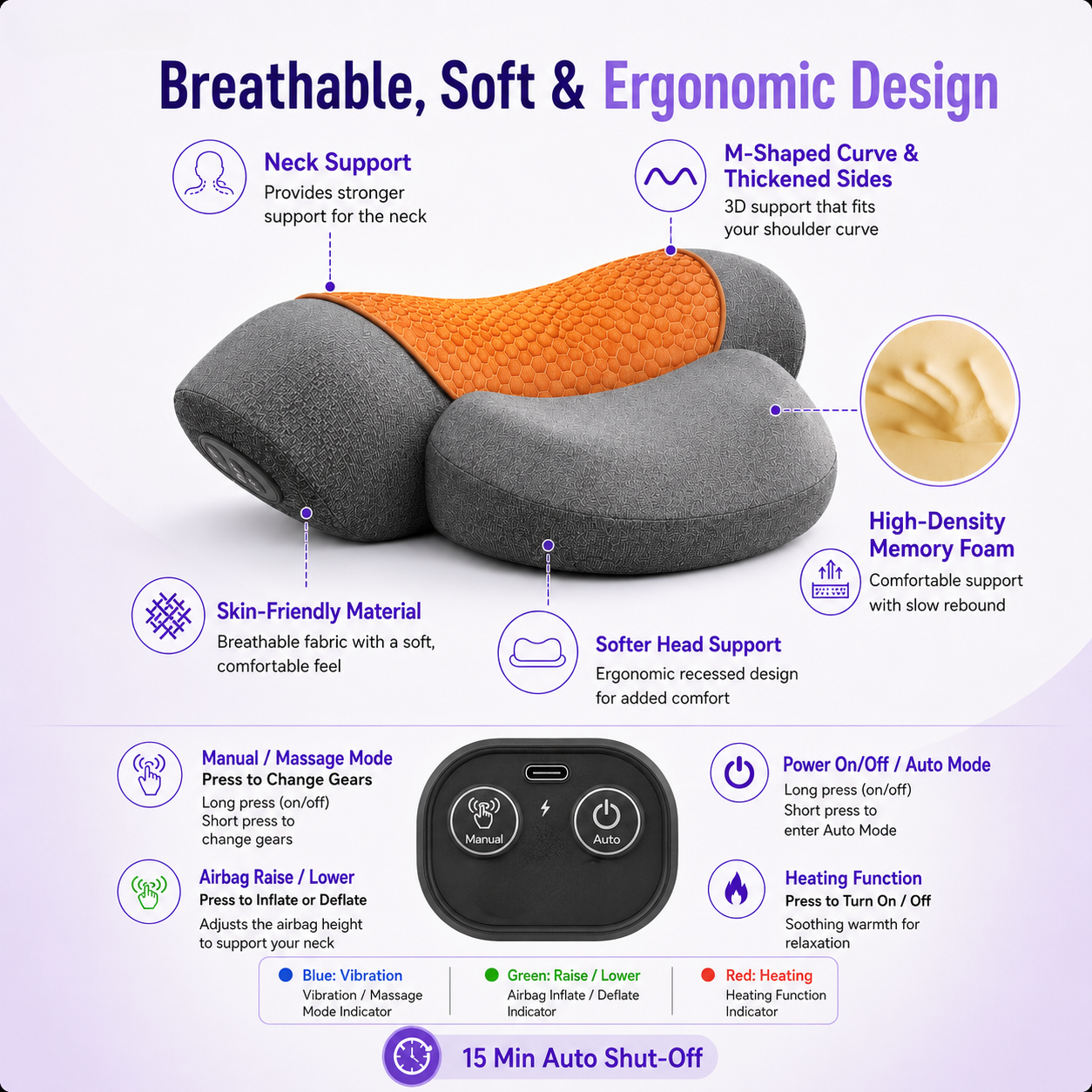 Norellis ThermaLift™ 3 in 1 Neck Massager Pillow